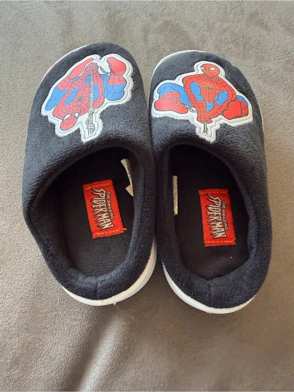 Marvel Spider-Man Boys Slippers Black Red Size 7/8